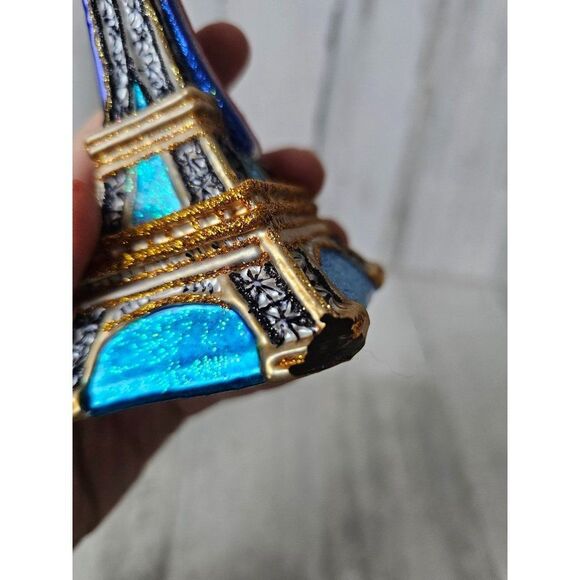 Owc Old world Eiffel Tower AS IS building statue glass ornament Xmas as is tree - Picture 4 of 11